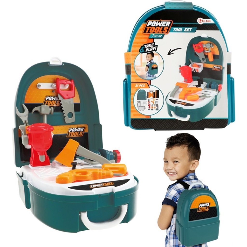 TOI-TOYS KRAFTTOOLS-værktøj, der er indstillet i rygsæk