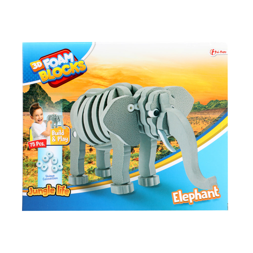Toi-legetøj 3D puslespil elefant junior 31,5 cm skumgrå 75 dele