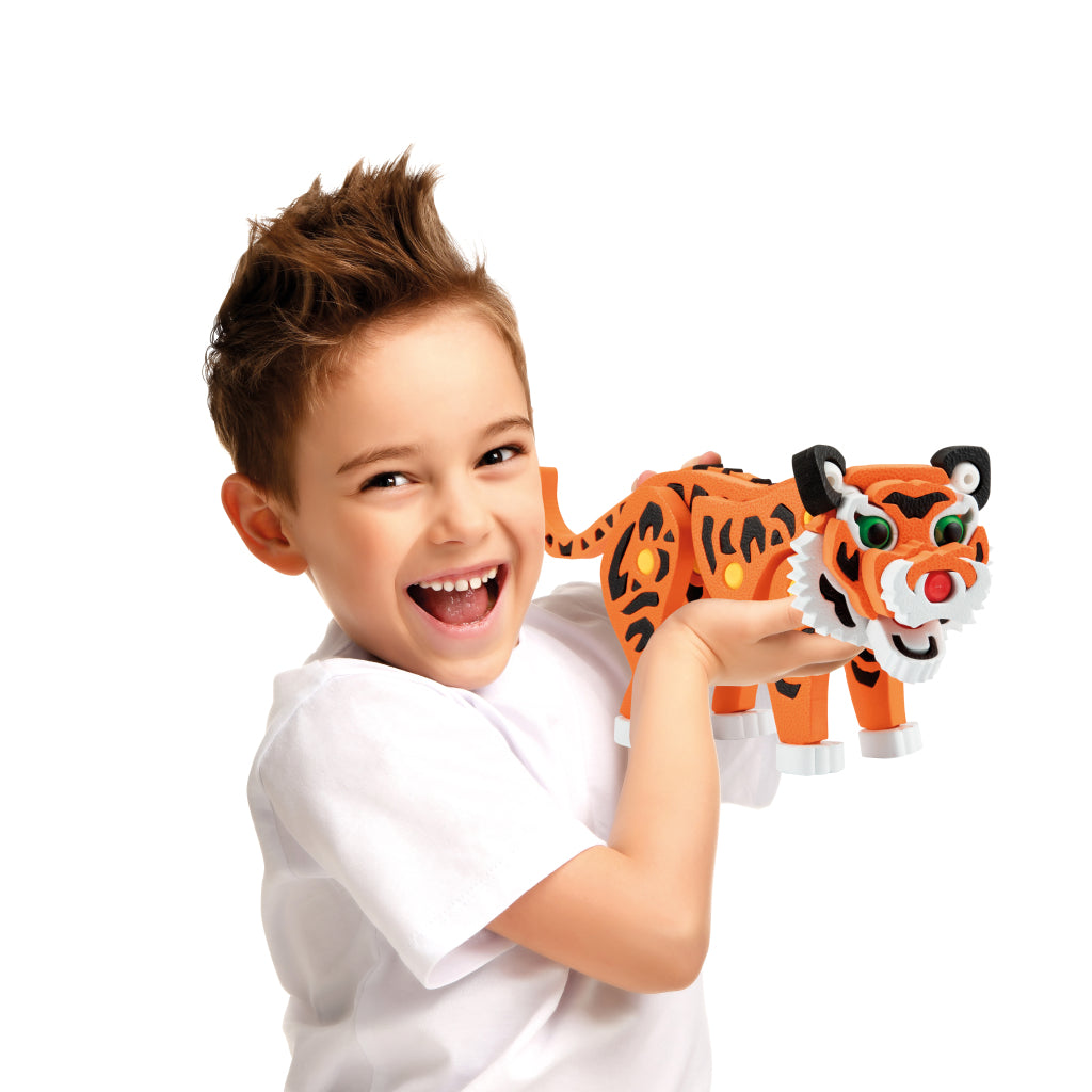 Toi-legetøj 3D puslespil tiger junior 31,5 cm skum orange 121 dele