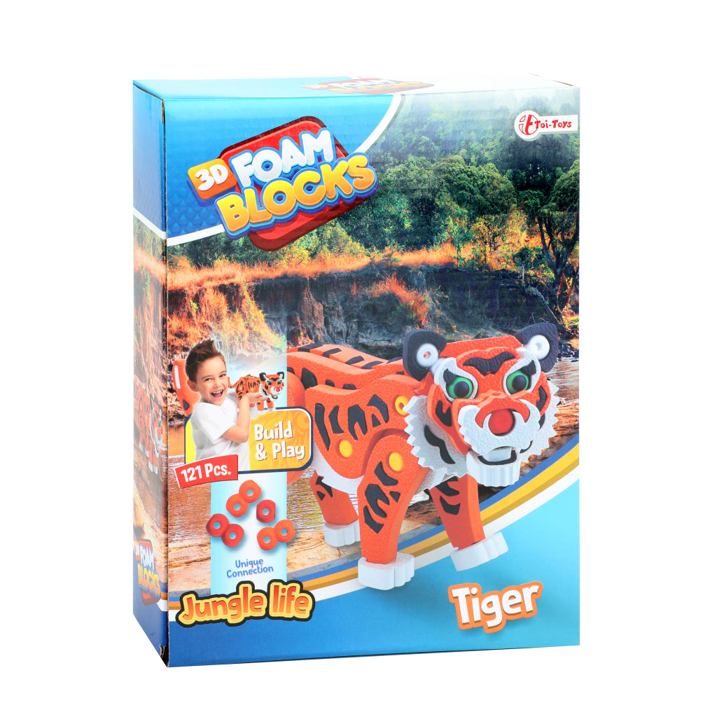 Toi-legetøj 3D puslespil tiger junior 31,5 cm skum orange 121 dele