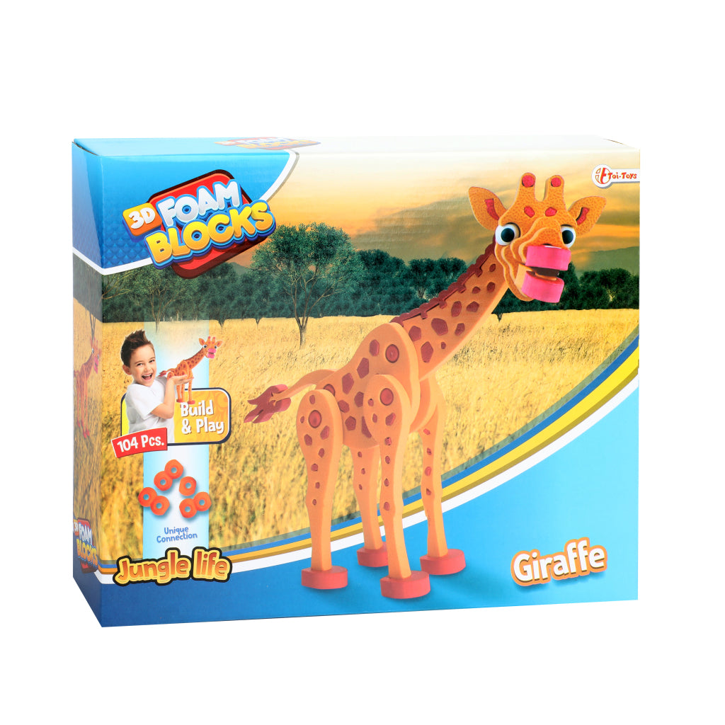 Toi-legetøj 3D puslespil giraf junior 31,5 cm skum orange 104 dele