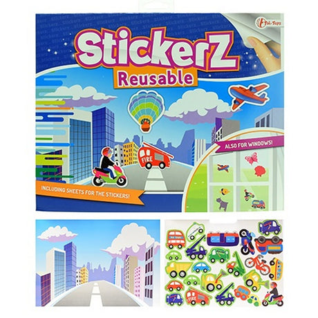 Stickerz klistermærkebog med forskellige køretøjer med genanvendelige (vindue) klistermærker