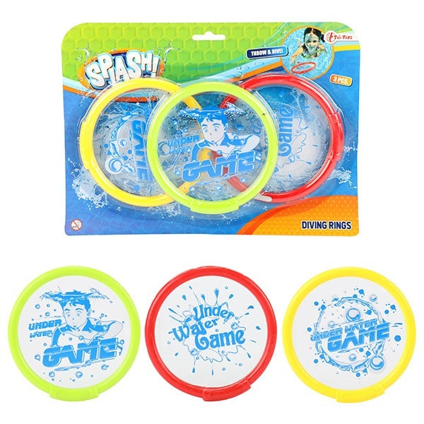 Splash Diving Rings 13 cm Grøn gul rød 3-delt