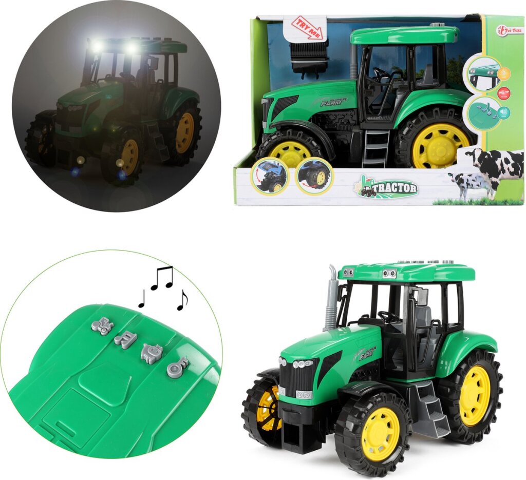 Traktor stor 27cm med lys og lyd