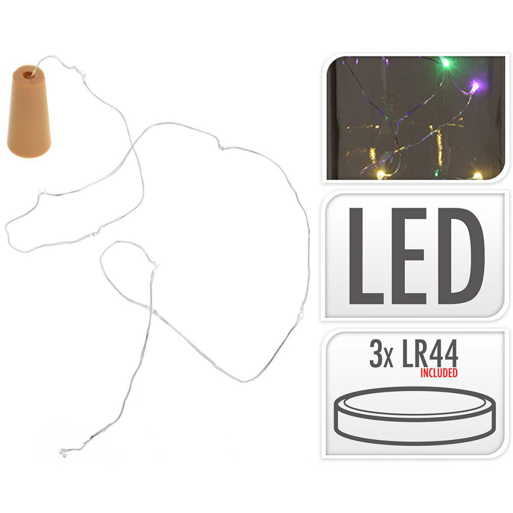 S.i.a. flaskeprop-lysledning med 8 flerfarvede LED-lys IP44