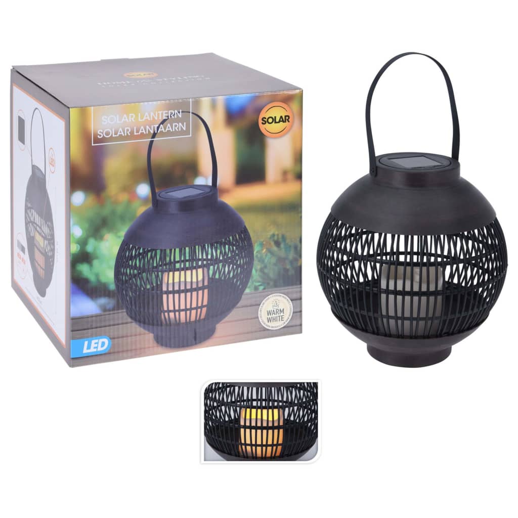 Progarden lanterne med stearinlys Led Rattan Black