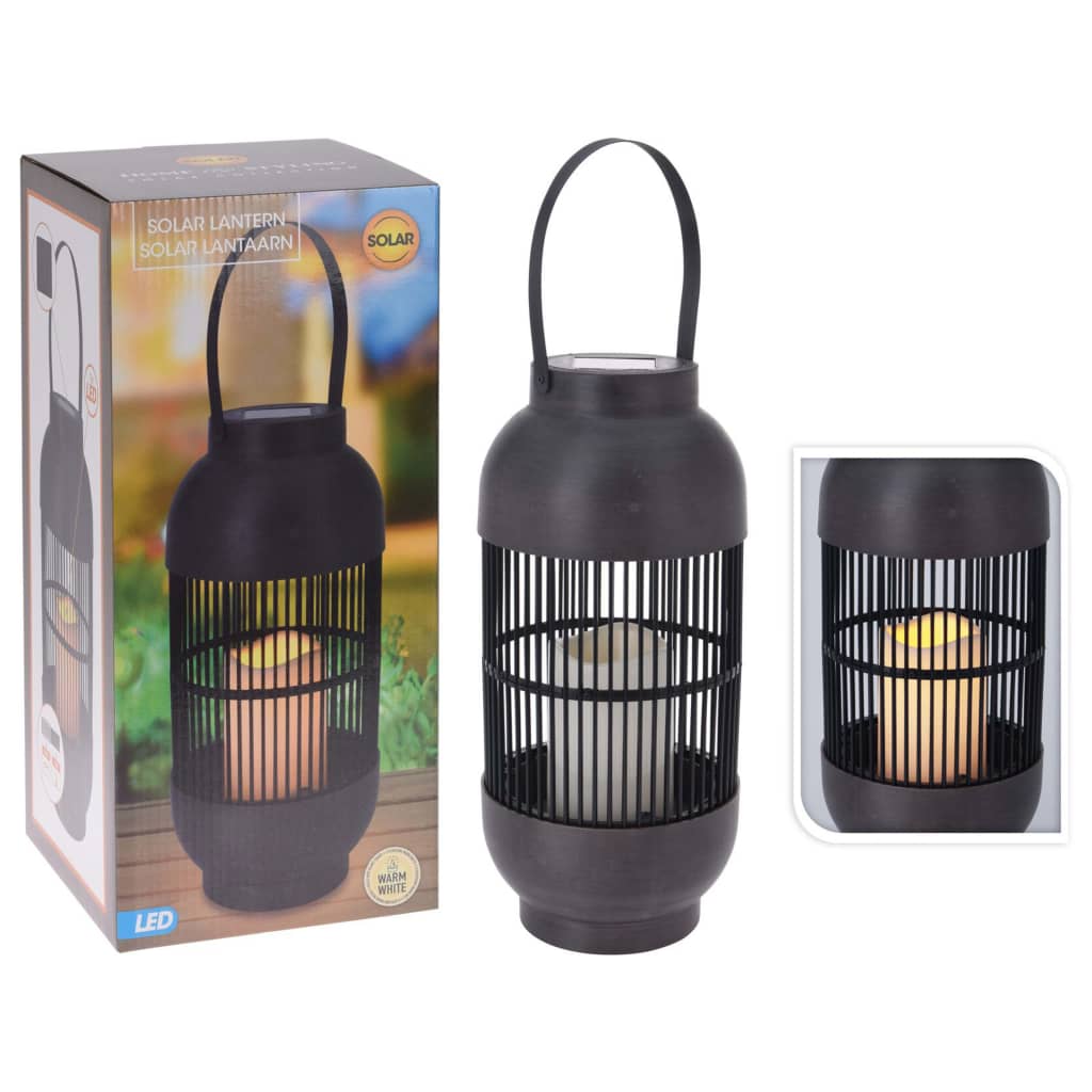 Progarden lanterne med stearinlys Led Rattan Black