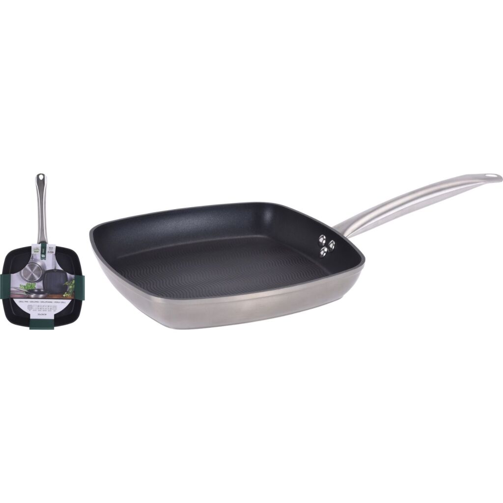 Fremragende husholdningsgrillpande 26 cm sølv