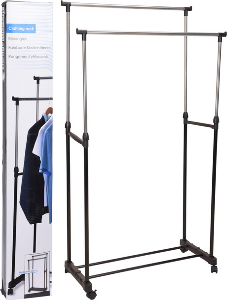 Opbevaringsløsninger Tøjstativ med hjul dobbelt 80x42x (90-160) cm