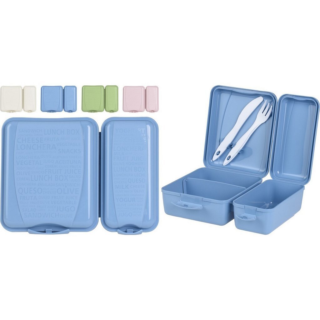 Am-63 dobbelt madkasse + bestiksæt assorteret