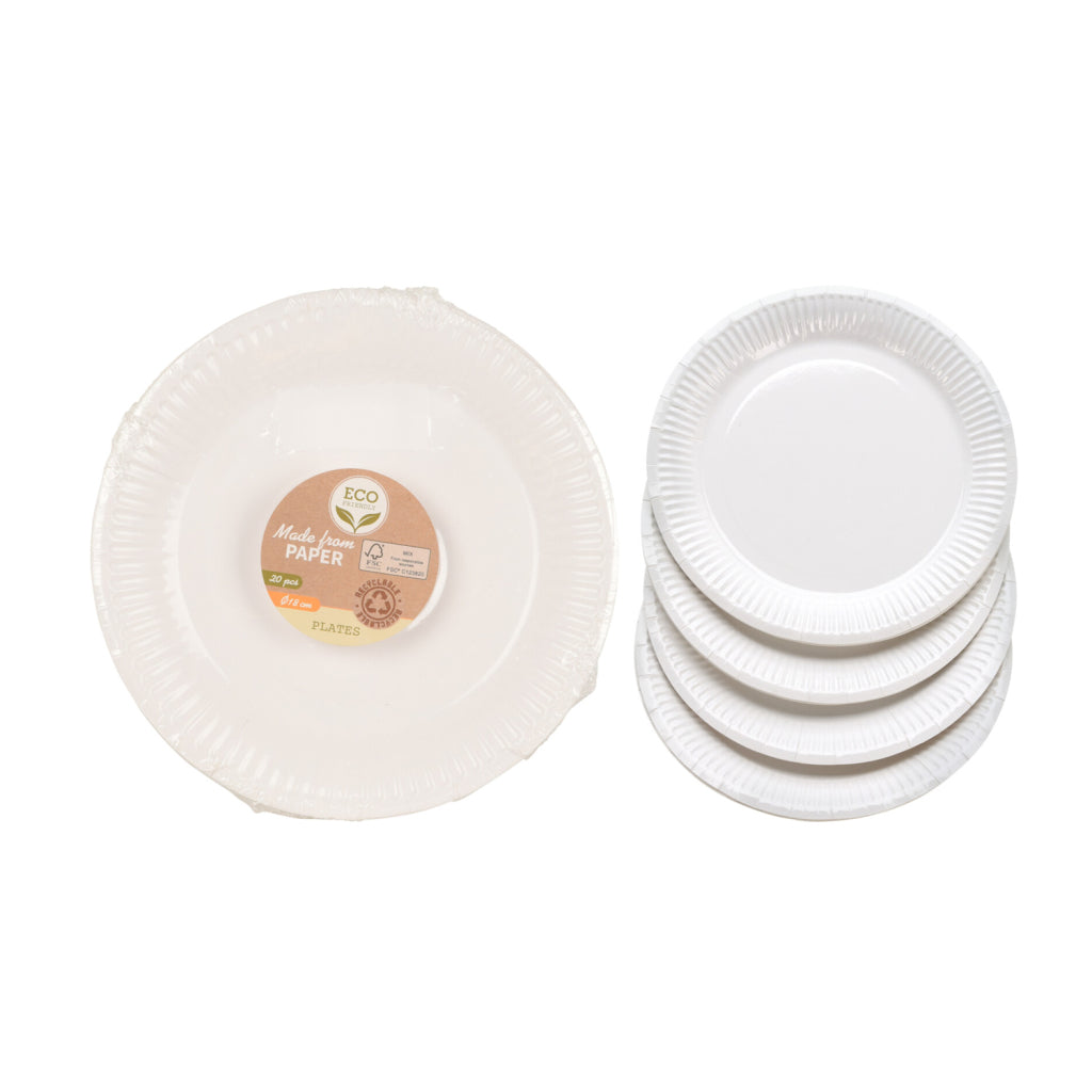 Basispapirtallerkener 18 cm 20 stk hvide