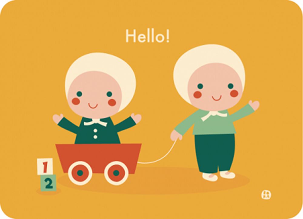Bora hello baby-twins ansichtkaart. (5 s