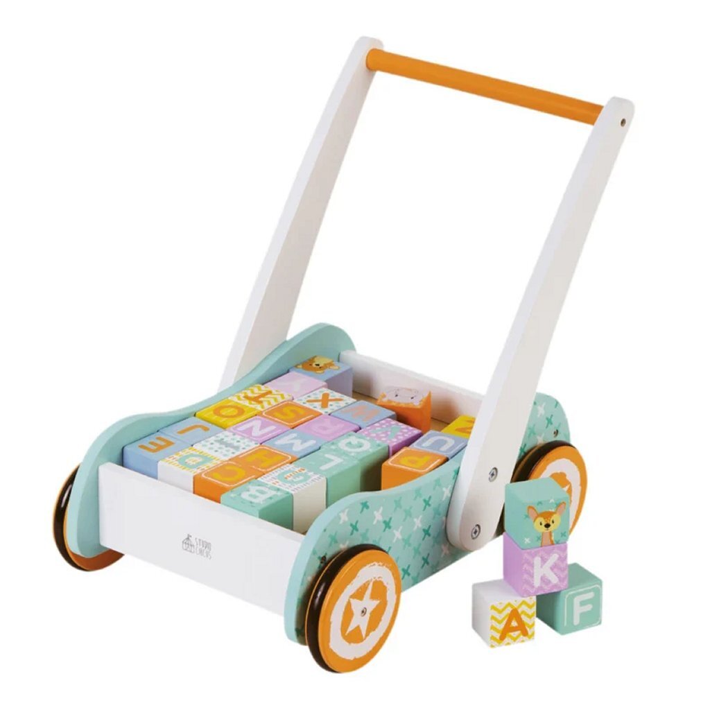 Studio circus houten loopwagen + houten blokken