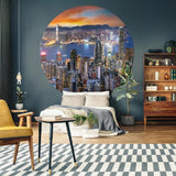 Wallart Wallow Circle Skyline om natten 190 cm