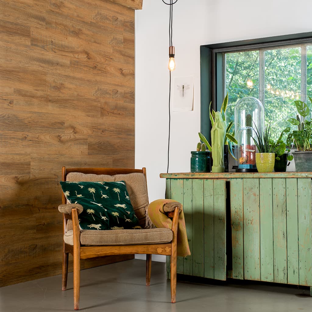 WALLART WALLART PLANKEN WOOD-LOKE Genanvendt eg Rust Bruin