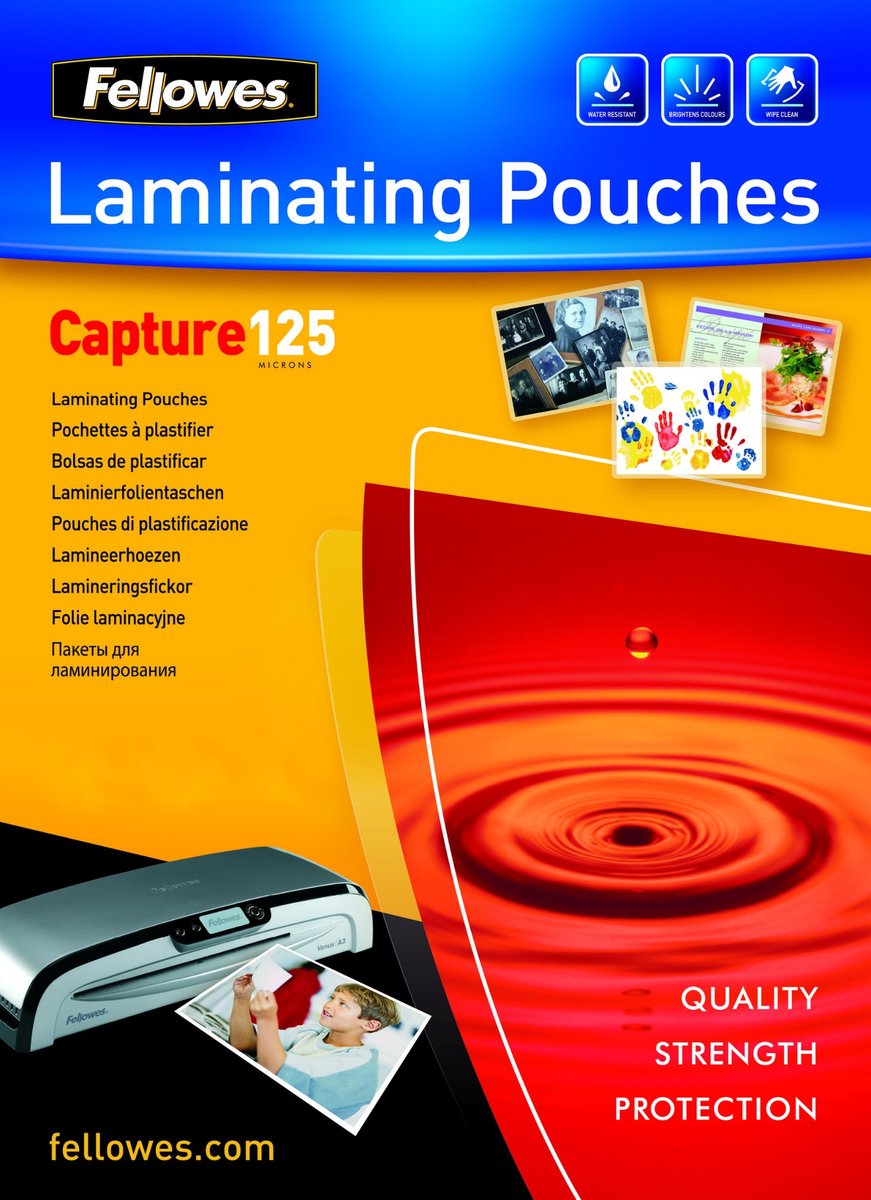 Fellowes lamineringsposer 83x113 mm 125 mikron blank 100 stk.