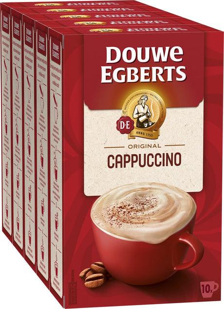Douwe Egberts forkælende kaffe cappuccino instant kaffe - 5 x 10 poser
