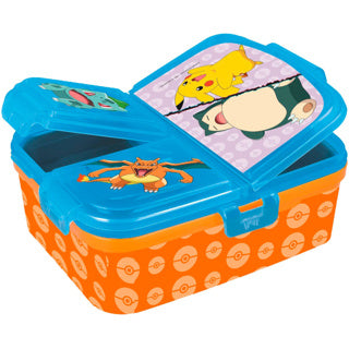 Stor Pokémon børnemadkasse - madpakke med 4 rum til børn fra 4 år - tåler opvaskemaskine BPA-fri - lyseblå
