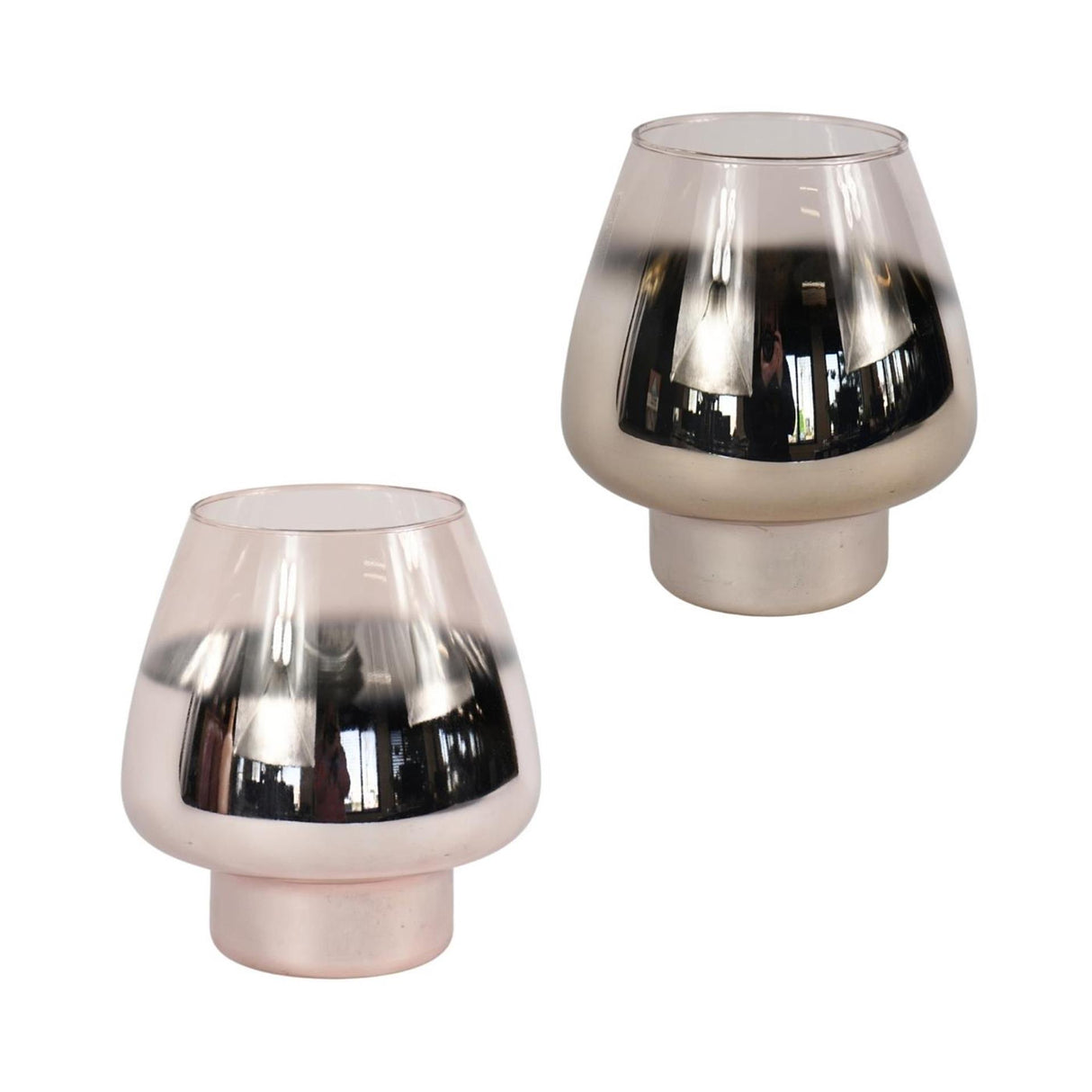 Lanterne glas metallisk sølv 17,5x17,5x18cm 2 assorteret