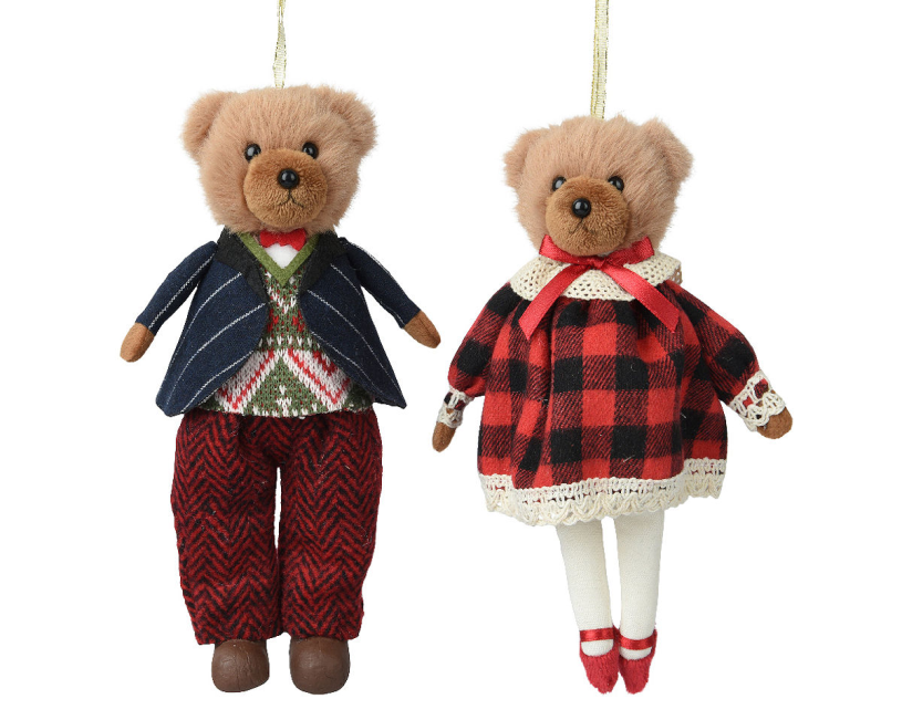Decoris kerstbeer 18cm 2 assorti