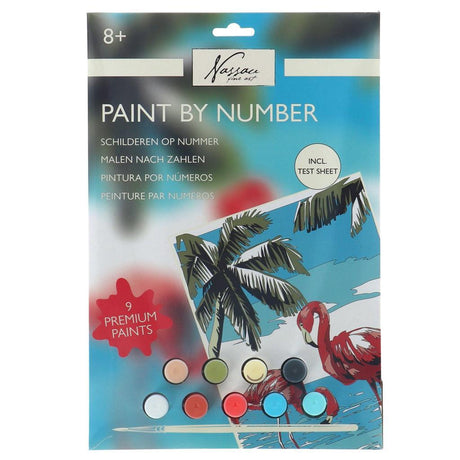 Nassau fine art nassau maleri efter nummer flamingo - inkl. 9 malerpotter og pensel