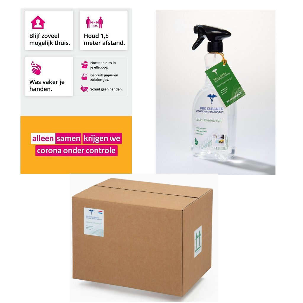 Pro cleaner desinfektionsmiddel overfladerens 750 ml æske 10 stk