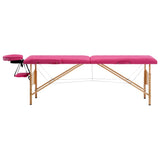 Vidaxl Massage Table Sammenfoldelig 2 zoner træ lyserød
