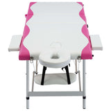 Vidaxl Massage Table Sammenfoldelig 3 zoner Aluminium Hvid og lyserød
