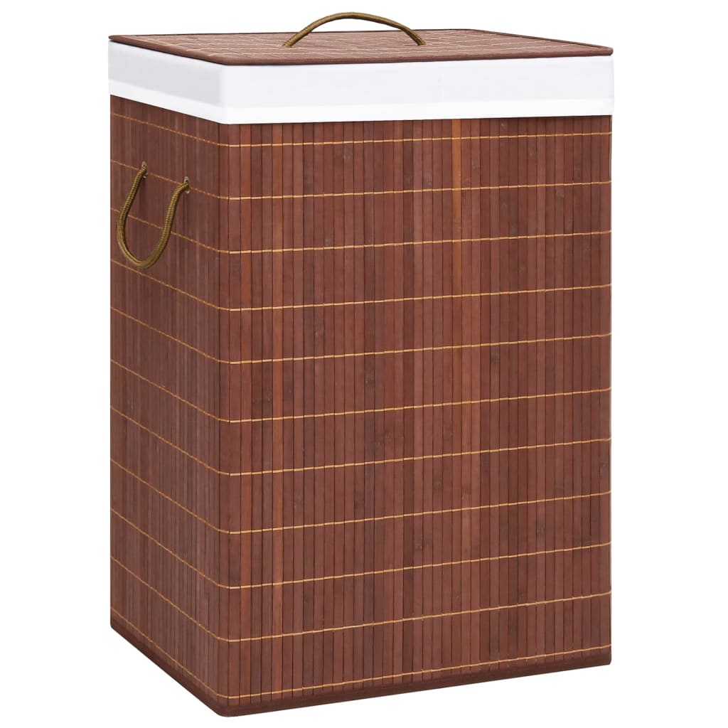 Vidaxl vaskeri kurv med 2 rum 72 l bambusbrun
