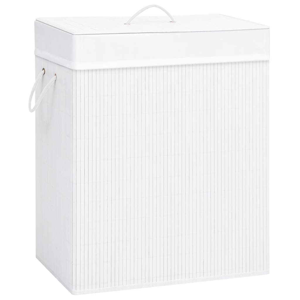 Vidaxl vaskeri kurv med 1 boks 83 l bambus hvid