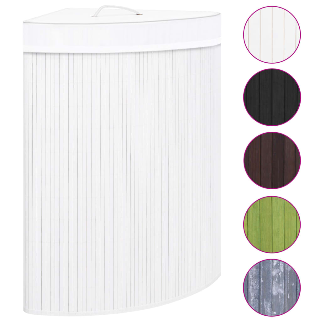 Vidaxl Hoekwasmand 60 L Bambus White