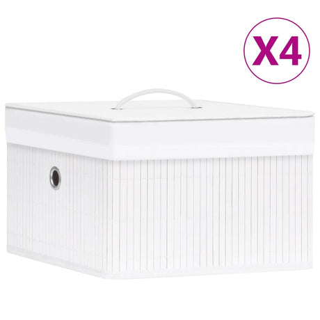 Vidaxl opbevaringsbokse 4 pc bambus hvid