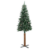 Vidaxl kerstboom met echt hout en sneeuw smal 180 cm groen