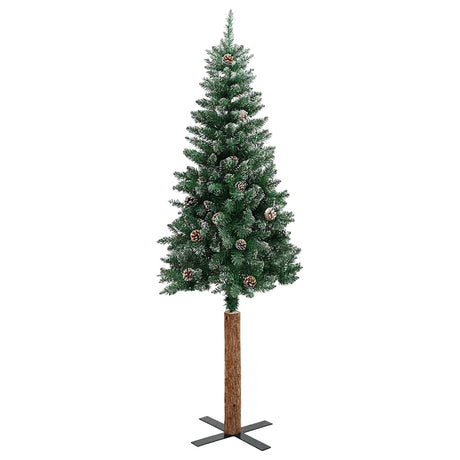 Vidaxl kerstboom met echt hout en sneeuw smal 180 cm groen