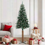 Vidaxl kerstboom met echt hout en sneeuw smal 180 cm groen
