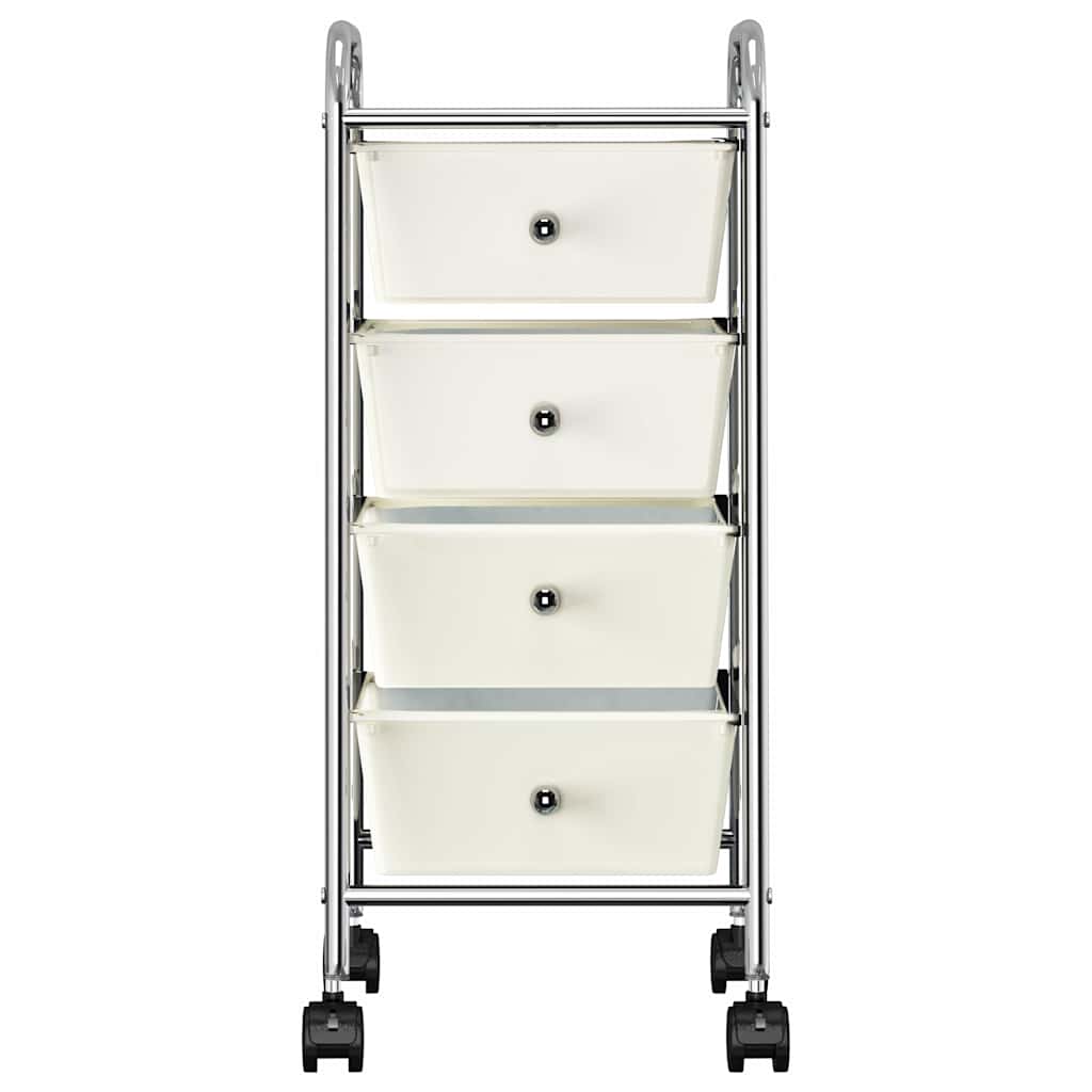 Vidaxl Storage Trolley med 4 skuffer mobil plast hvid