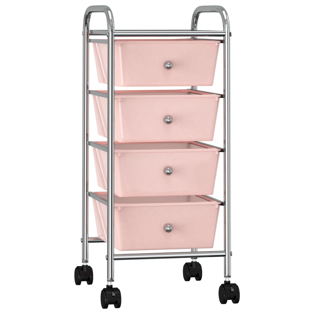 Vidaxl Storage Trolley med 4 skuffer mobil plastrosa