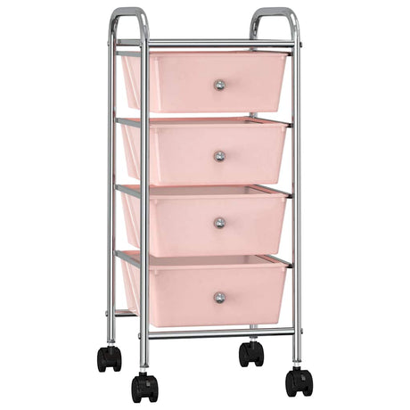Vidaxl Storage Trolley med 4 skuffer mobil plastrosa