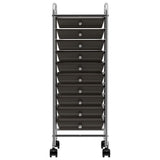 Vidaxl Storage Trolley med 10 skuffer mobil plastik sort