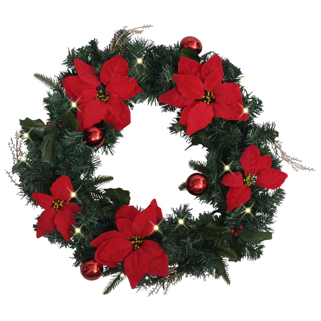 Vidaxl julekrans med LED -lys 60 cm PVC Green