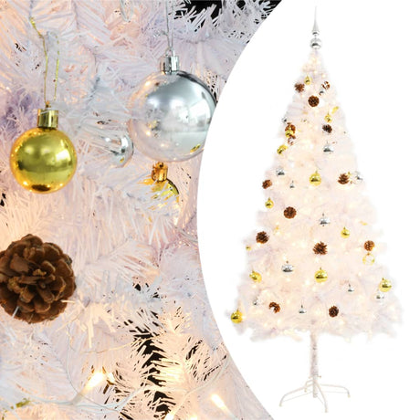 Vidaxl Kunstkerstboom med belysning og julekugler 180 cm hvid