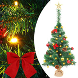 Vidaxl Kunstkerstboom med belysning og julekugler 64 cm grøn