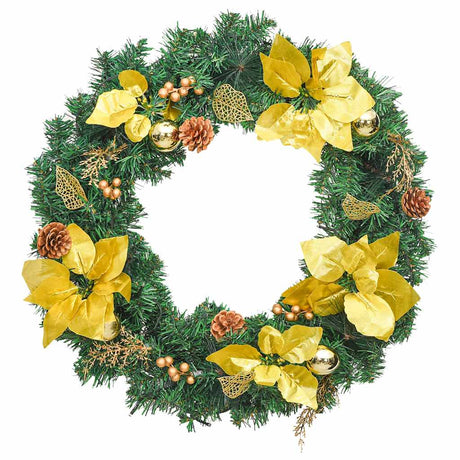 Vidaxl kerstkrans met led-verlichting groen 60 cm pvc