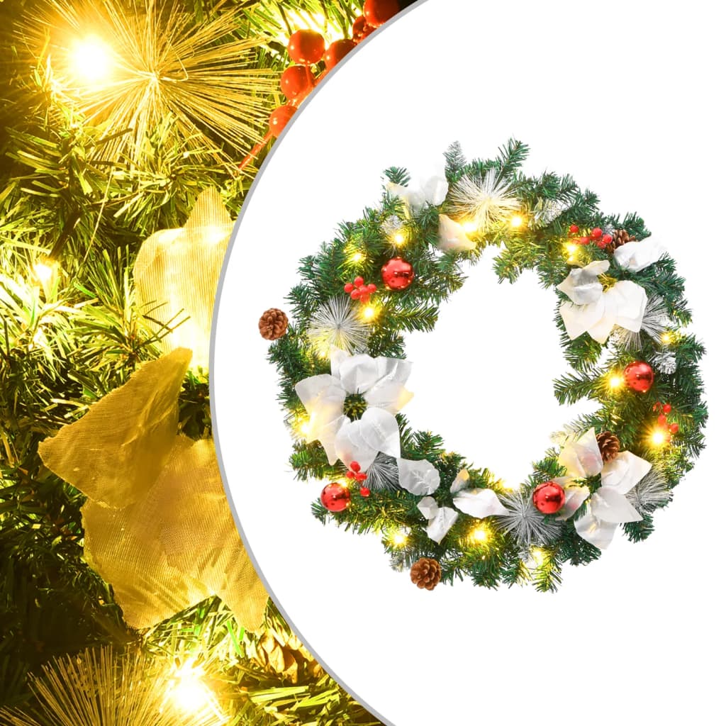Vidaxl julekrans med LED -lys 60 cm PVC Green