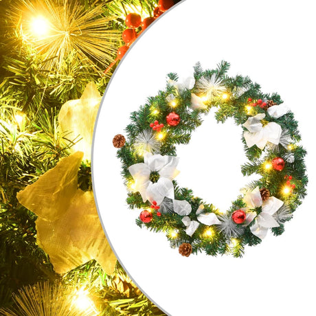 Vidaxl julekrans med LED -lys 60 cm PVC Green