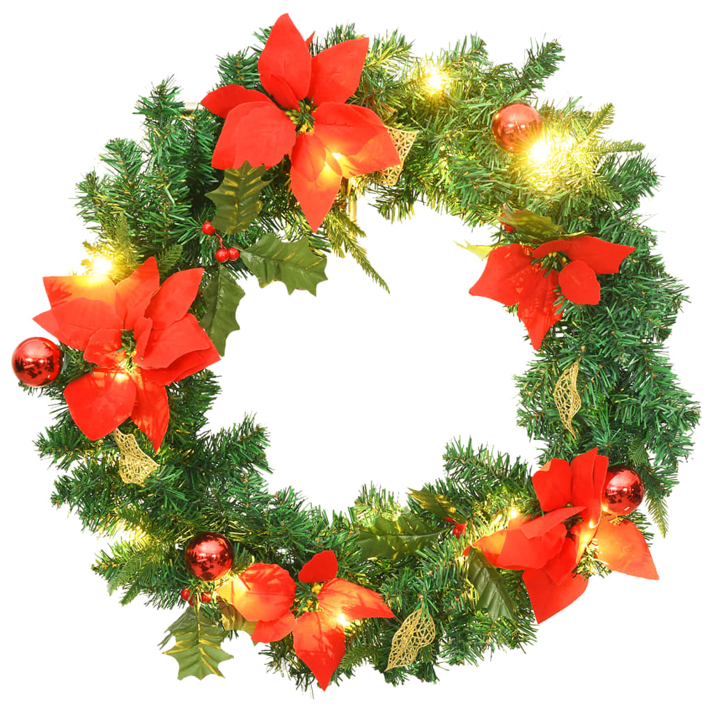 Vidaxl julekrans med LED -lys 60 cm PVC Green
