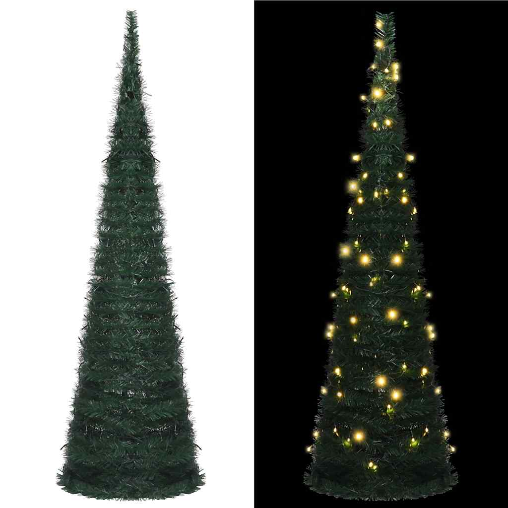Vidaxl Kunstkerstboom med belysning Pop-Up 210 cm grøn