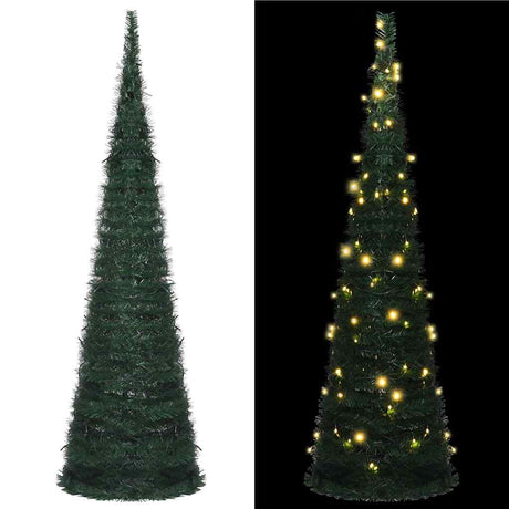 Vidaxl Kunstkerstboom med belysning Pop-Up 210 cm grøn