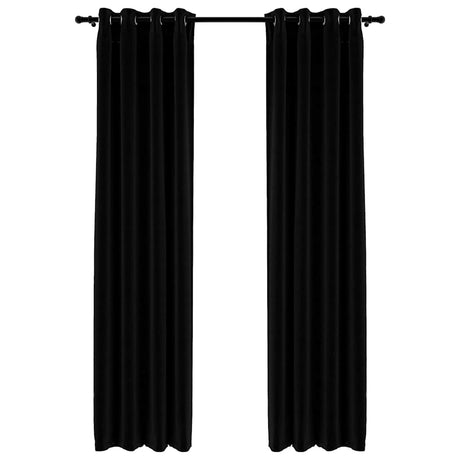 Vidaxl gardiner linned look damende øjne 2 st 140x225 cm sort
