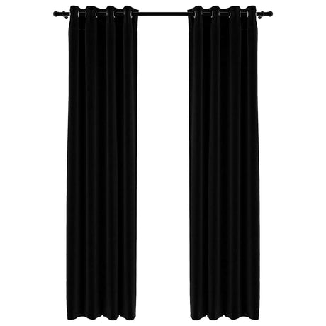 Vidaxl gardiner linned look damende øjne 2 st 140x245 cm sort